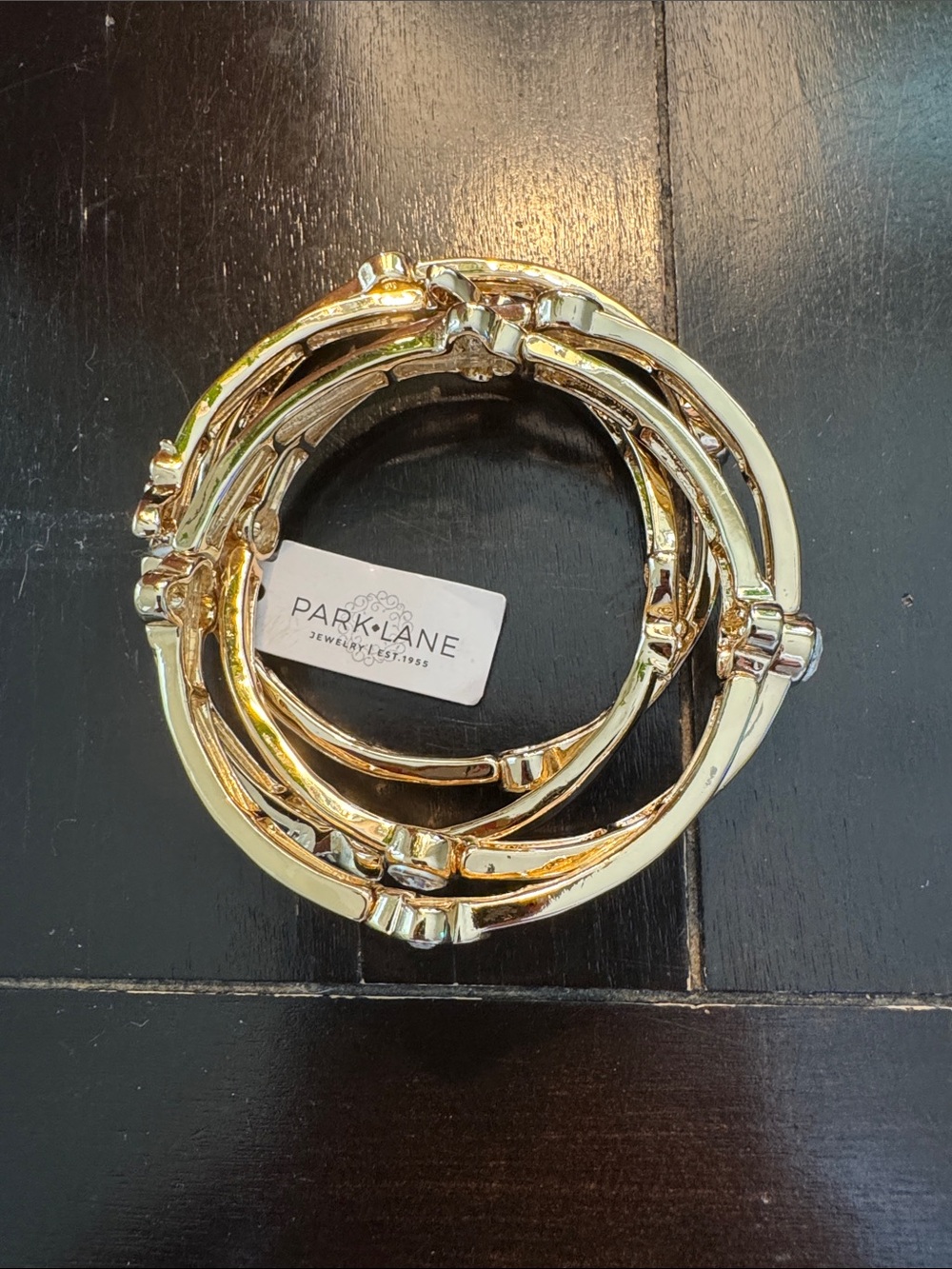 Park Lane Gold Linked Hinged Bangle Stack